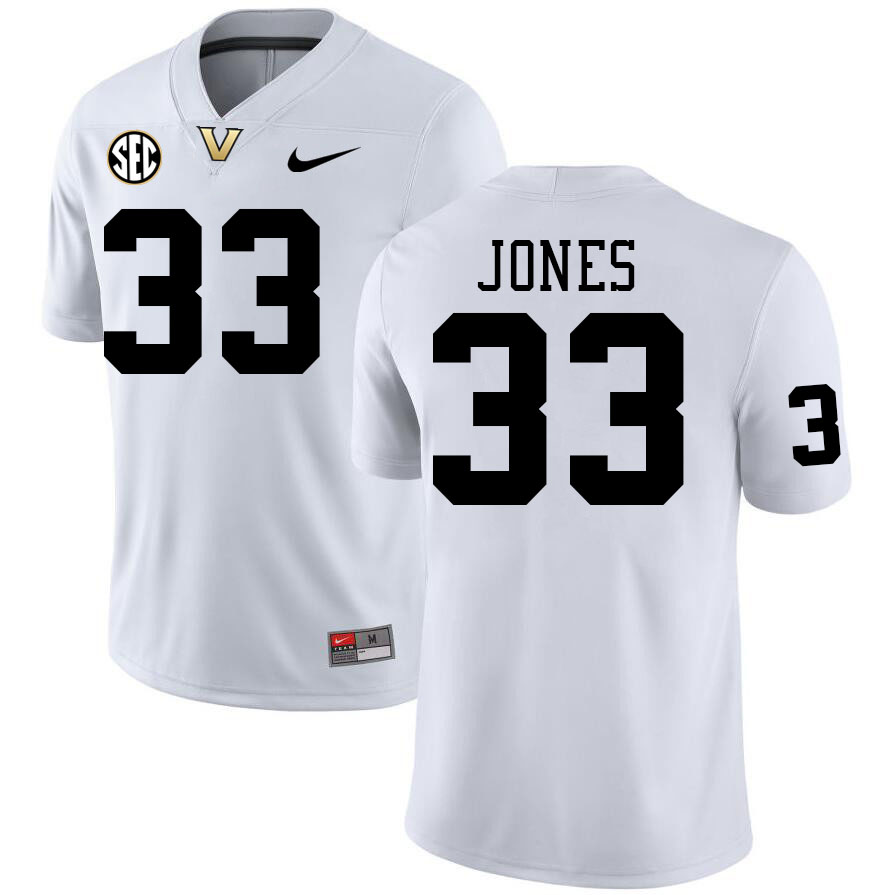 Vanderbilt Commodores #33 Moni Jones College Football Jerseys Stitched-White